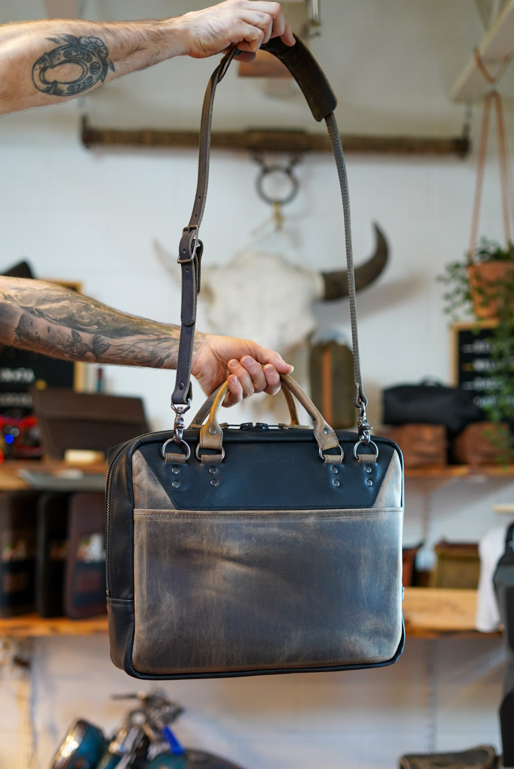 Premium Business Bag for Professionals - Hillbilly Sepia & Pebble Black - Stylish Laptop Briefcase for Office, Work & Travel