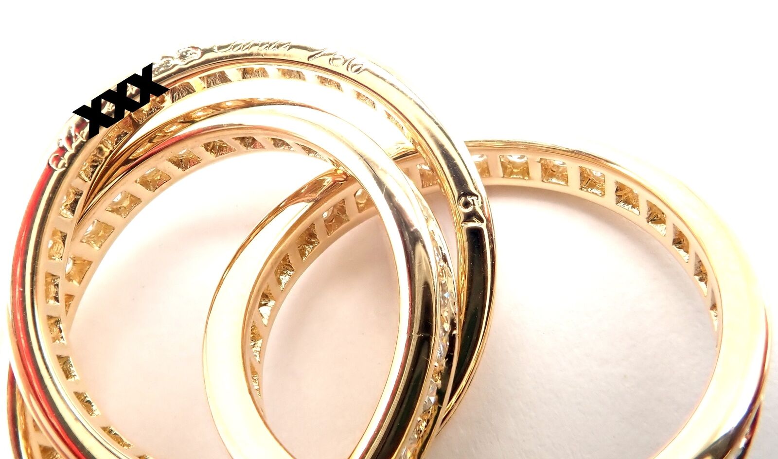 Authentic Cartier 18K Yellow Gold Diamond Trinity Band Ring Size 5.75 - Luxury Wedding Band for Women, Anniversary Gift for Her - Perfect for Engagements, Weddings & Special Occasions