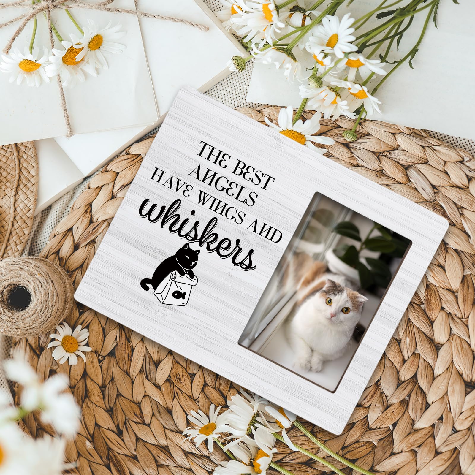 HIWX Cat Memorial Picture Frame - 4x6 Pet Remembrance Photo Frame for Cats | Sympathy Gift for Cat Lovers | Perfect for Home Memorial Display & Pet Loss Comfort