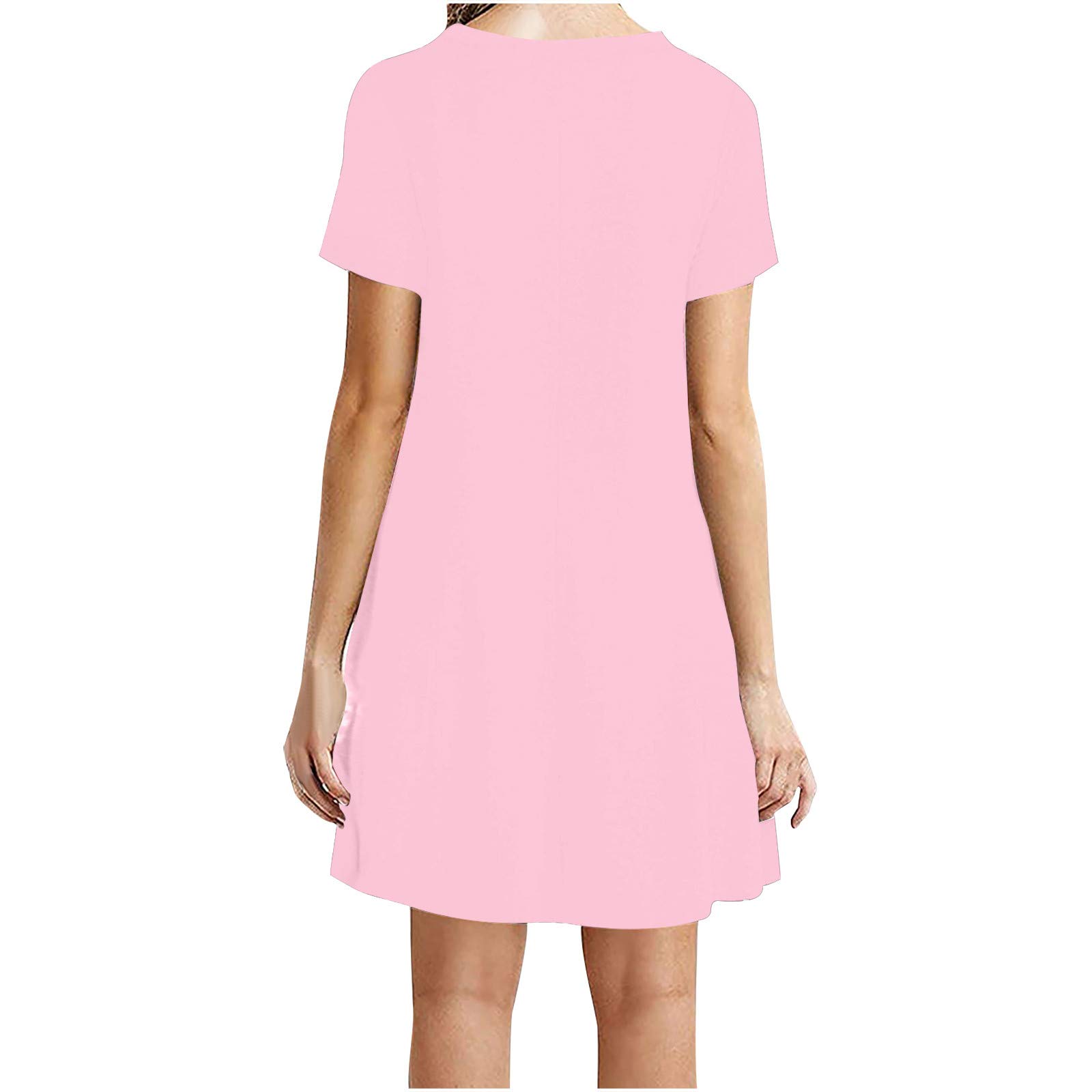 Women's Short Sleeve Crewneck T-Shirt Dress - Casual Summer Midi Dress with Snap Detail - Solid Color Everyday Wear for Spring & Summer - Perfect for Beach Outings, Picnics and Weekend Brunch