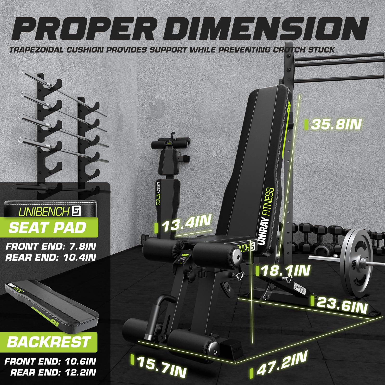 Adjustable Weight Bench for Home Gym - 1200LBS Capacity, Multi-Position Back/Seat/Foot Hook for Strength Training & Bench Press - Perfect for Home Workouts, Bodybuilding & Fitness Exercises
