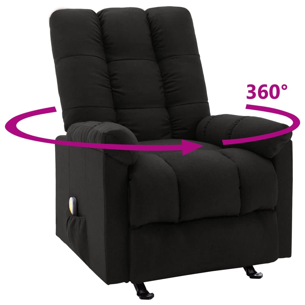 Power Recliner Massage Chair - Black Fabric Lounge Chair with Adjustable Reclining for Living Room, Bedroom & Home Office | Perfect for Relaxing, Reading, Watching TV & Cross-Legged Sitting