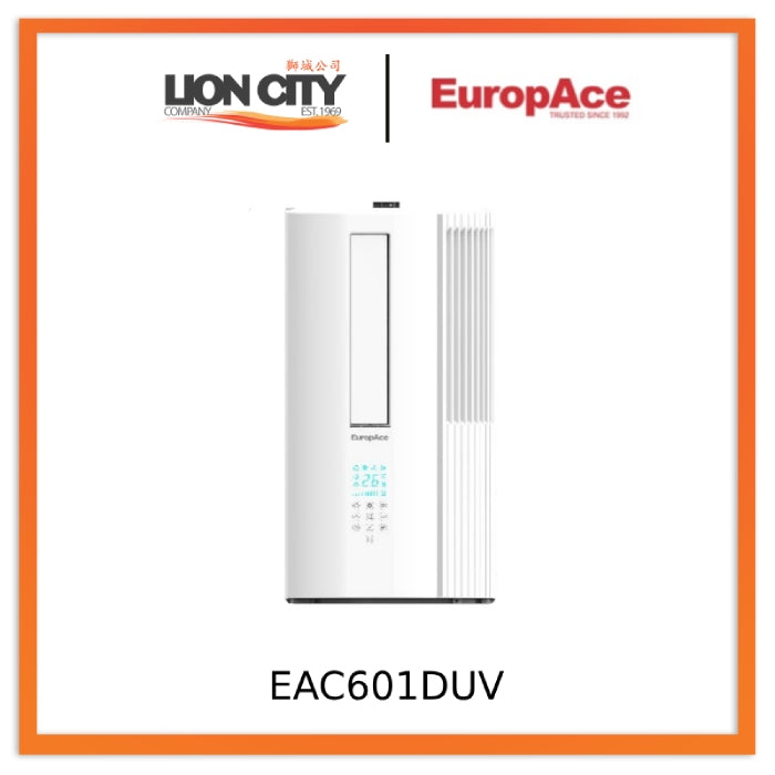 EuropAce EAC601DUV 6000 BTU Inverter Casement Air Conditioner with UV Air Purification - Energy Efficient Cooling for Small Rooms, Bedrooms & Apartments