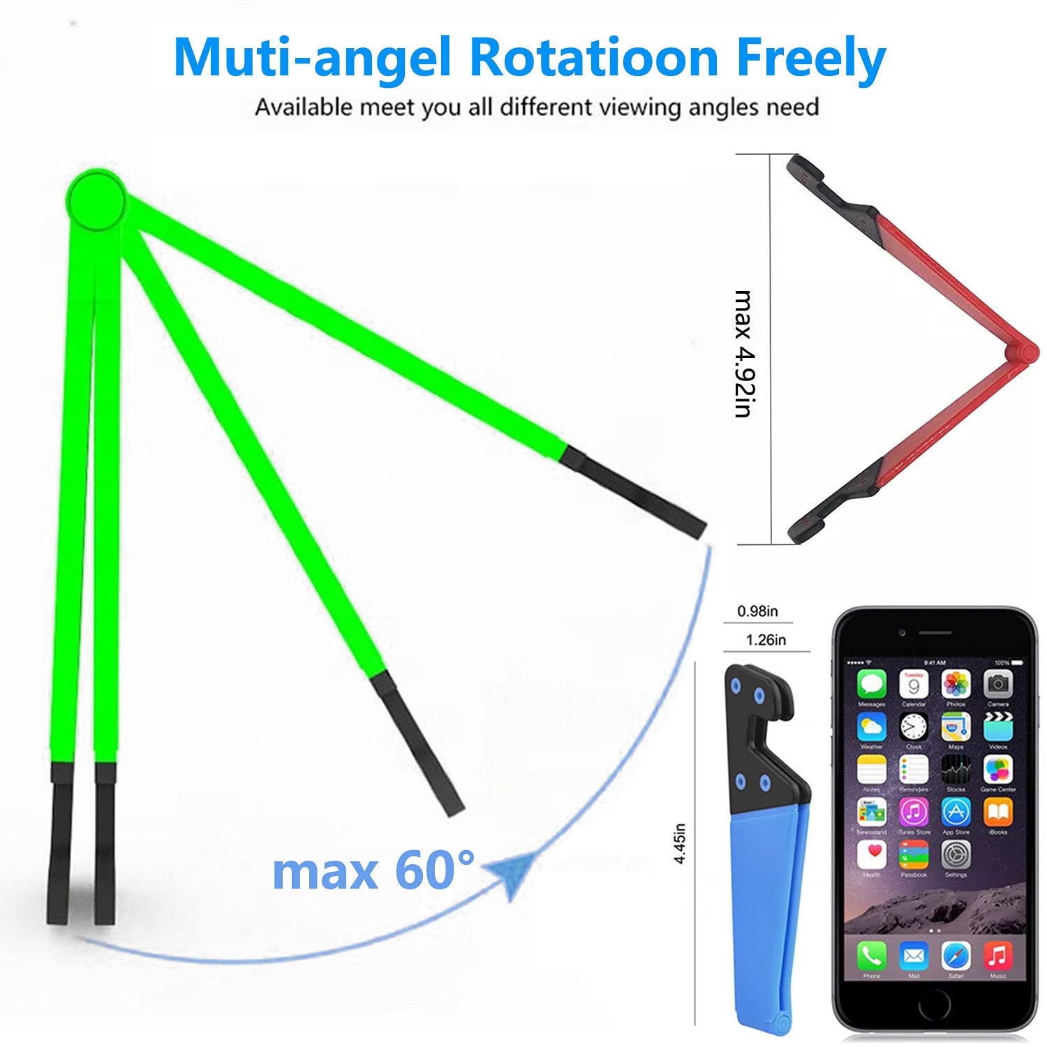 8 Pack Portable Cell Phone Stand for Desk - Foldable Pocket Travel Mobile Phone Holder, Universal Smartphone Kickstand Mount Compatible with iPhone, iPad, Tablet, Kindle & Android - Perfect for Office, Home, Car & Travel Use