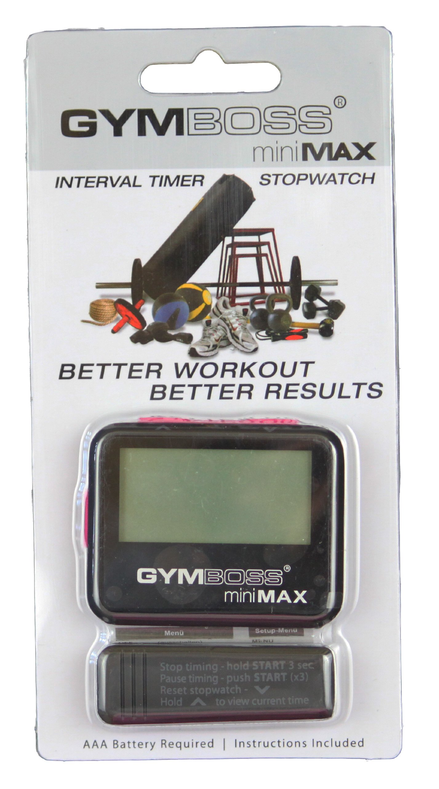 Gymboss miniMAX Interval Timer and Stopwatch - Black/Pink SOFTCOAT for Workouts, HIIT Training, Boxing, Running & Fitness Tracking