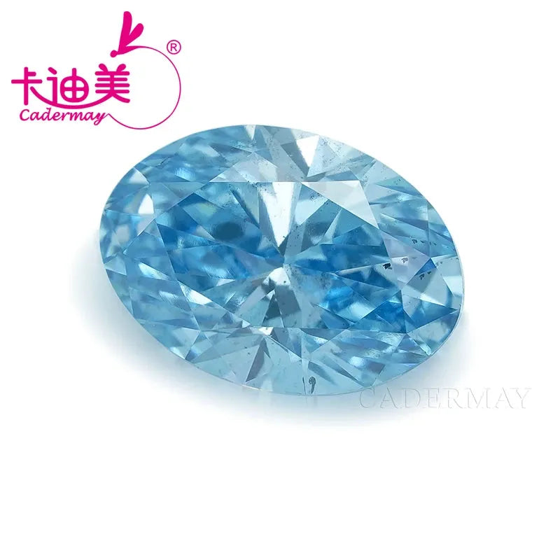 **Oval Shape Blue CVD Lab Grown Diamond (SI1 Clarity) - Loose Stone with Certificate for Wedding & Fine Jewelry Making | Engagement Rings, Necklaces, Earrings**