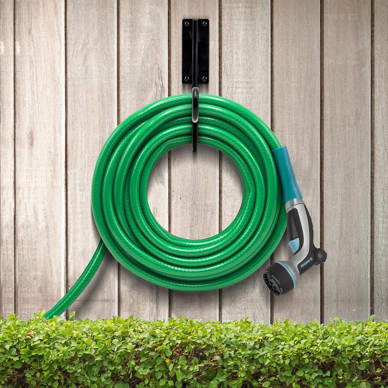 Sorbus Wall Mounted Garden Hose Holder Hook - Heavy Duty Wrought Iron Hose Reel Storage Hanger for Yard, Lawn & Outdoor Watering - Perfect for Organizing Garden Hoses, Sprinklers & Irrigation Systems (Black)