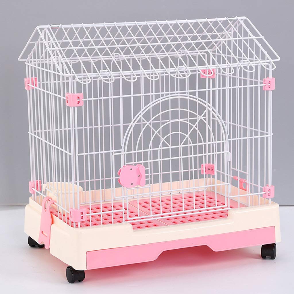 JKXWX Pink Metal Wire Dog Crate - Small Single Door Folding Pet Cage for Dogs & Animals | Portable Kennel for Home, Travel & Training
