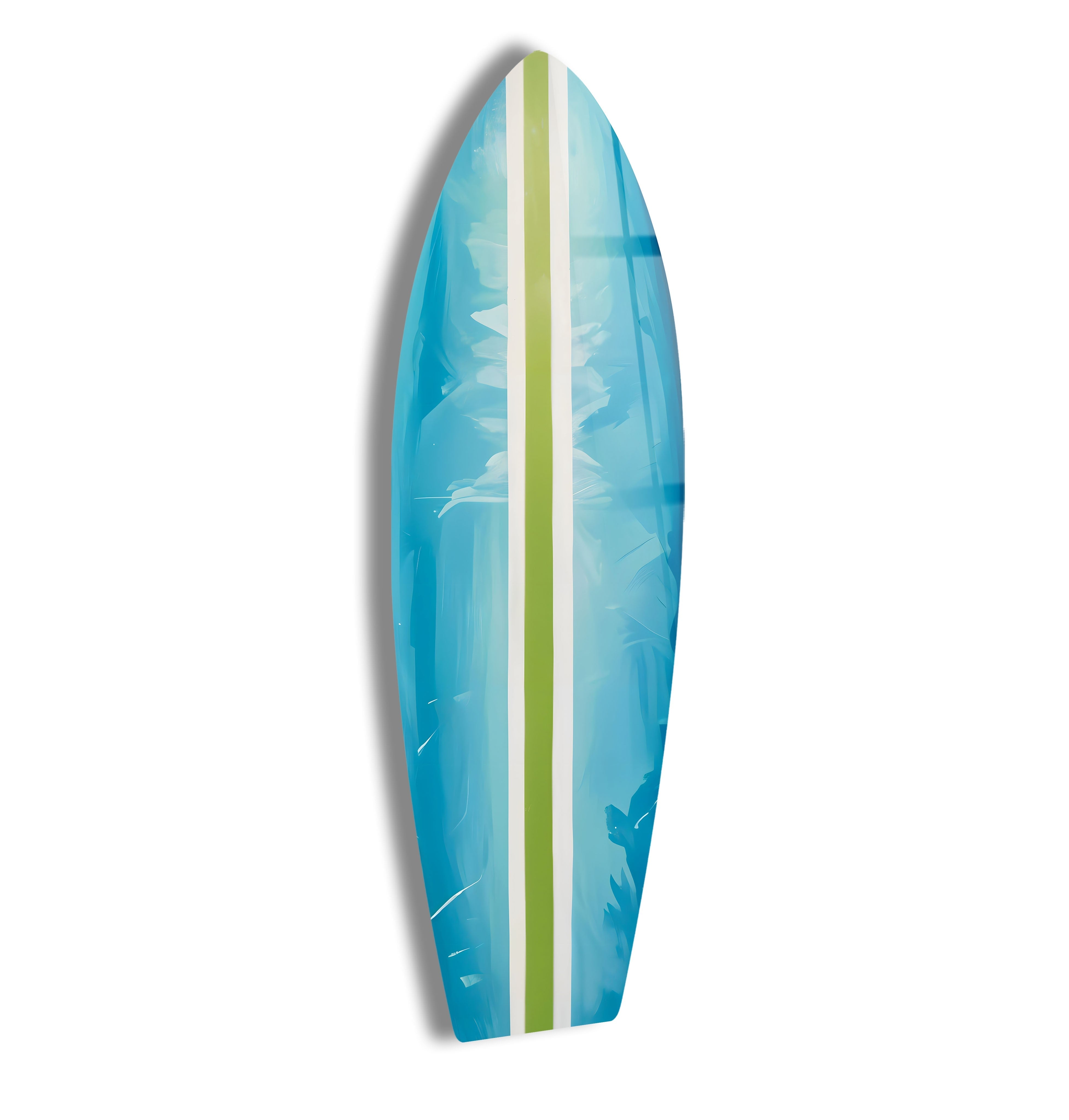 Blue and Green Line Surfboard Wall Art Decor - Coastal Beach House, Surf Shop, or Ocean-Themed Room Decor