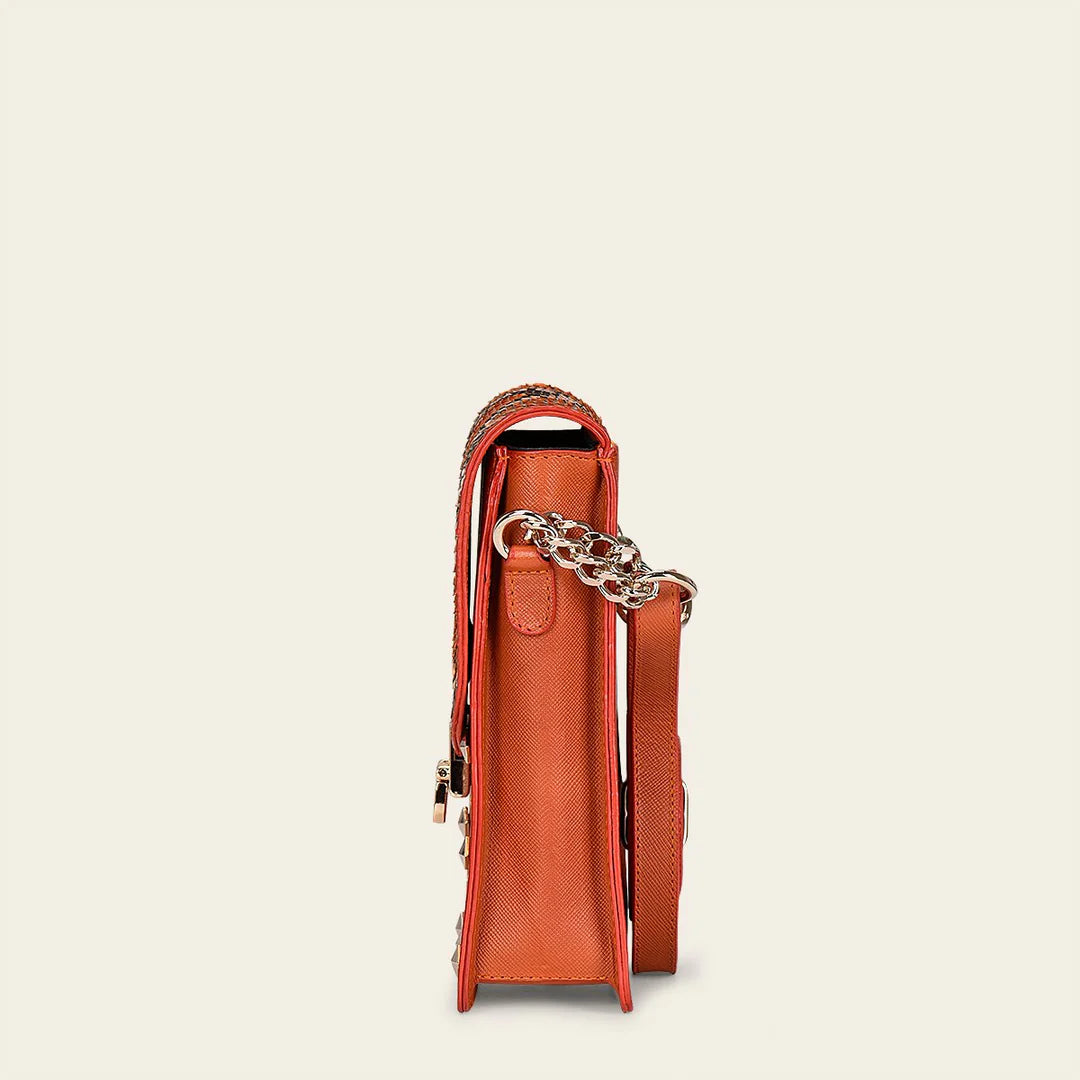 BOD38PI Women's Orange Casual Fashion Python Smartphone Wallet Bag - Perfect for Everyday Use, Shopping, and Travel