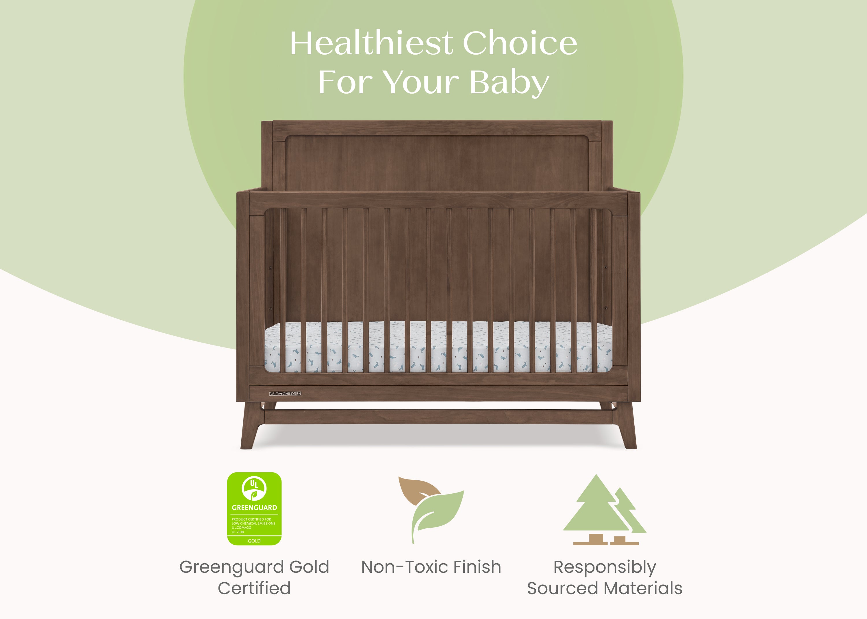 Convertible 6-in-1 Baby Crib by Spencer - Nursery Furniture That Grows with Your Child from Newborn to Toddler Bed