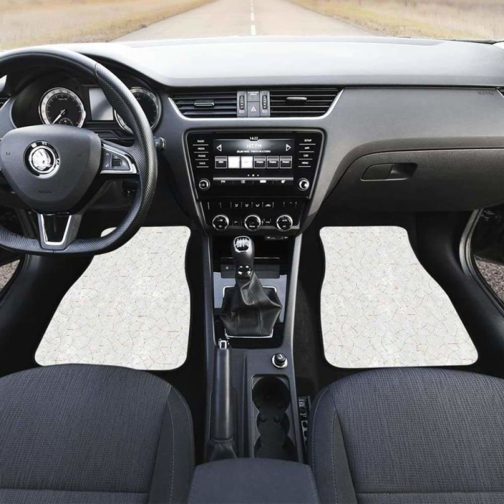 Premium Arabic White Pattern Front & Back Car Mats - Non-Slip, Custom Fit for Most Vehicles - Perfect for SUVs, Sedans & Trucks - Enhances Interior Style & Protects Floors