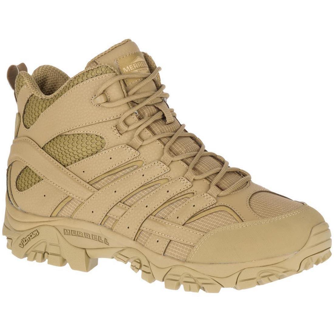 Moab 2 Mid Men's Tactical Work Boots - Waterproof Hiking & Construction Boots for Outdoor Adventures & Heavy Duty Jobs - Coyote Brown