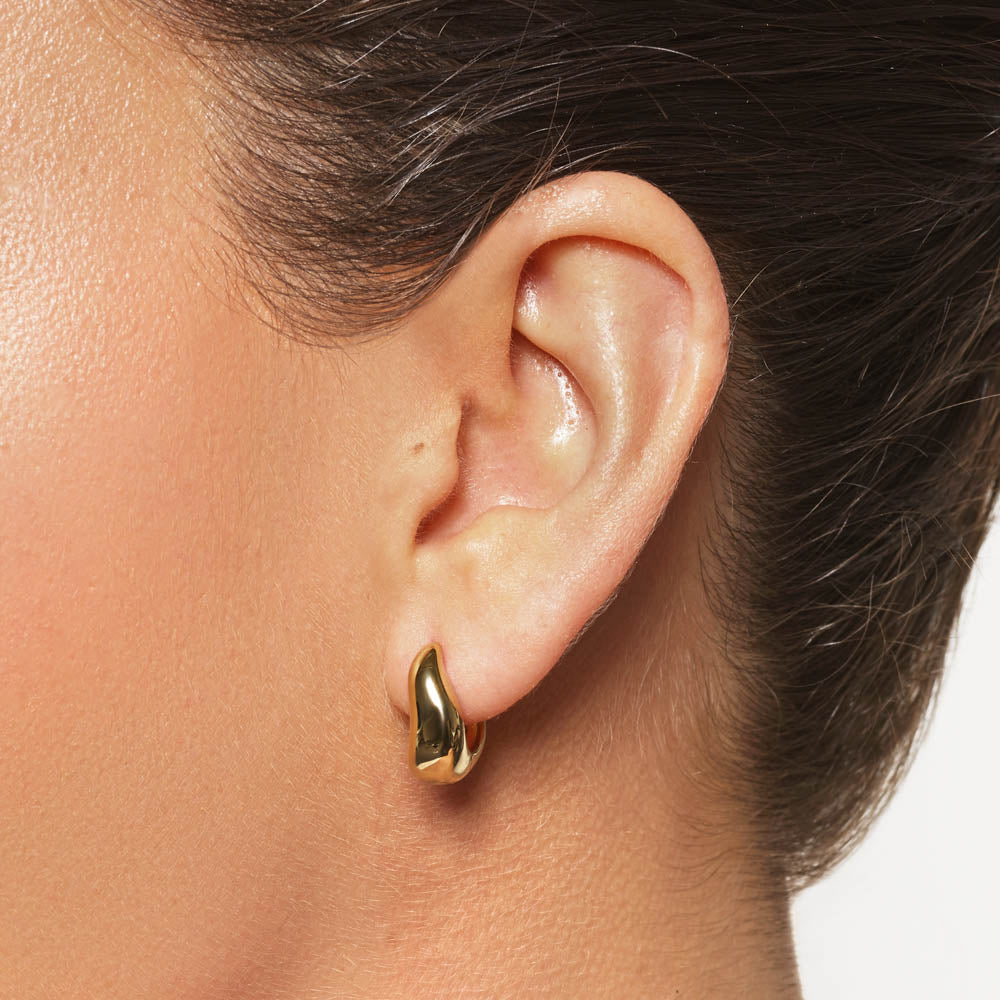 Gold Midi Wave Dome Huggie Earrings for Women - Trendy Hoop Earrings for Everyday Wear, Parties & Special Occasions