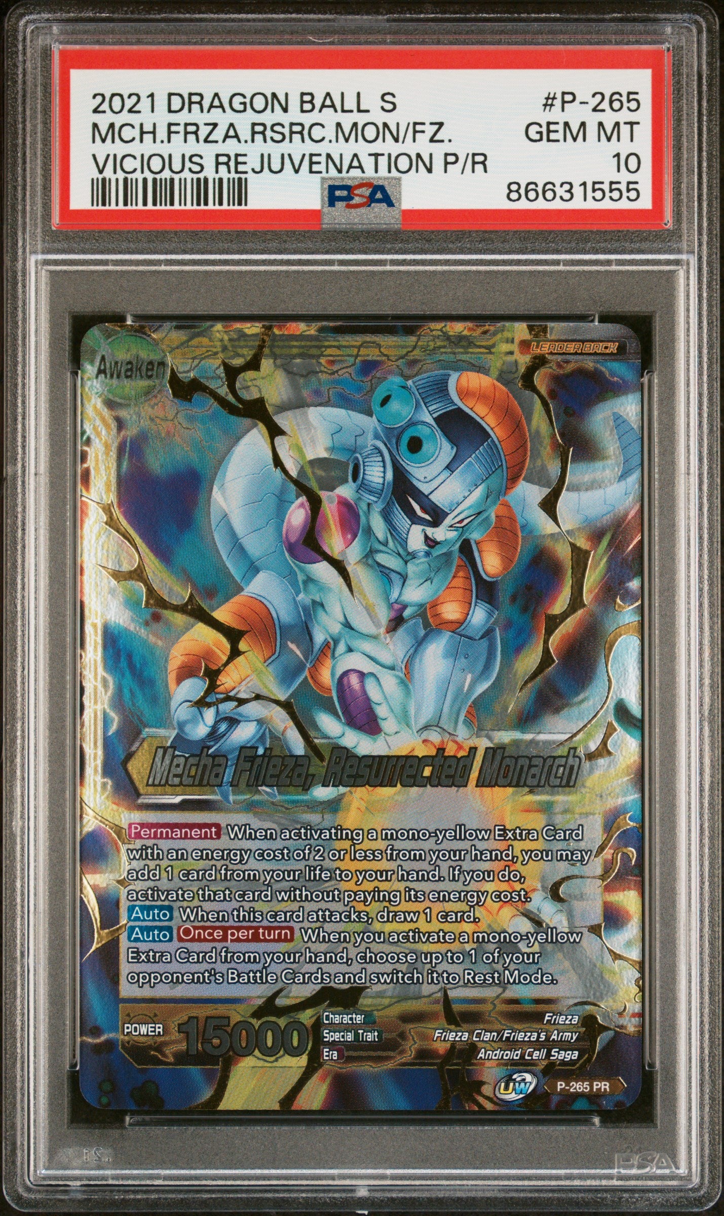 2021 Dragon Ball Super Unison Warrior MCH Frieza RSC MNRCH #P 265 PSA 10 Graded Card - Collectible Anime Trading Card for Fans & Display in Home/Office