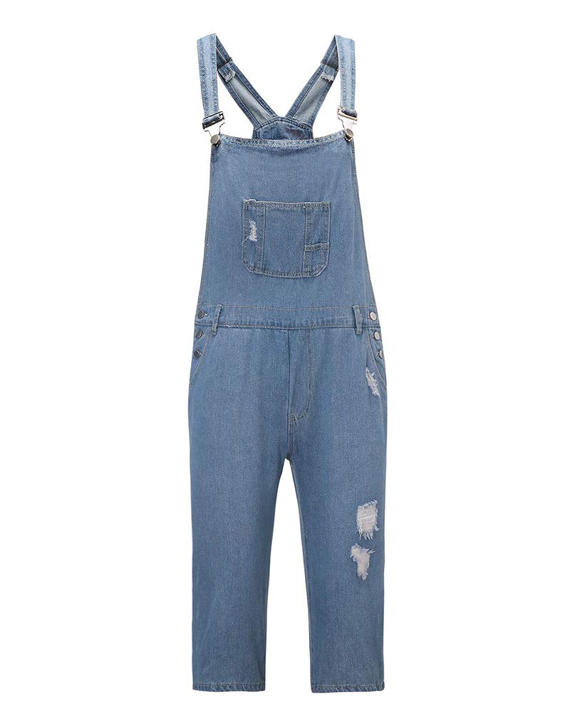 AnyuA Men's Denim Bib Overalls - Dungaree Shorts with Adjustable Straps & Multiple Pockets | Comfortable Jeans Trousers for Casual Wear, Work, Outdoor Activities & Summer Fashion