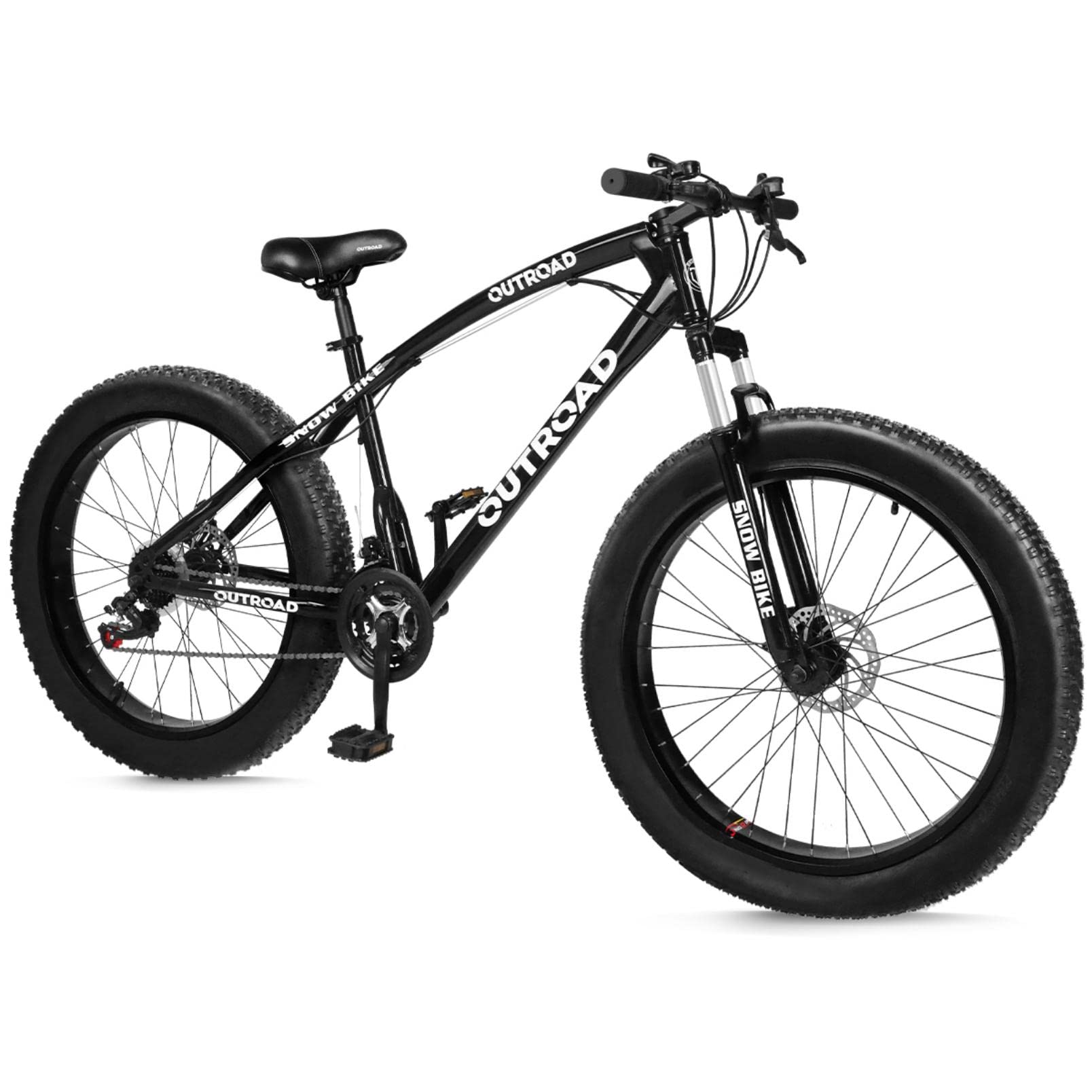 **PanAme 26 Inch Fat Tire Mountain Bike for Men & Women - 21 Speeds, Dual Disc Brakes, 4