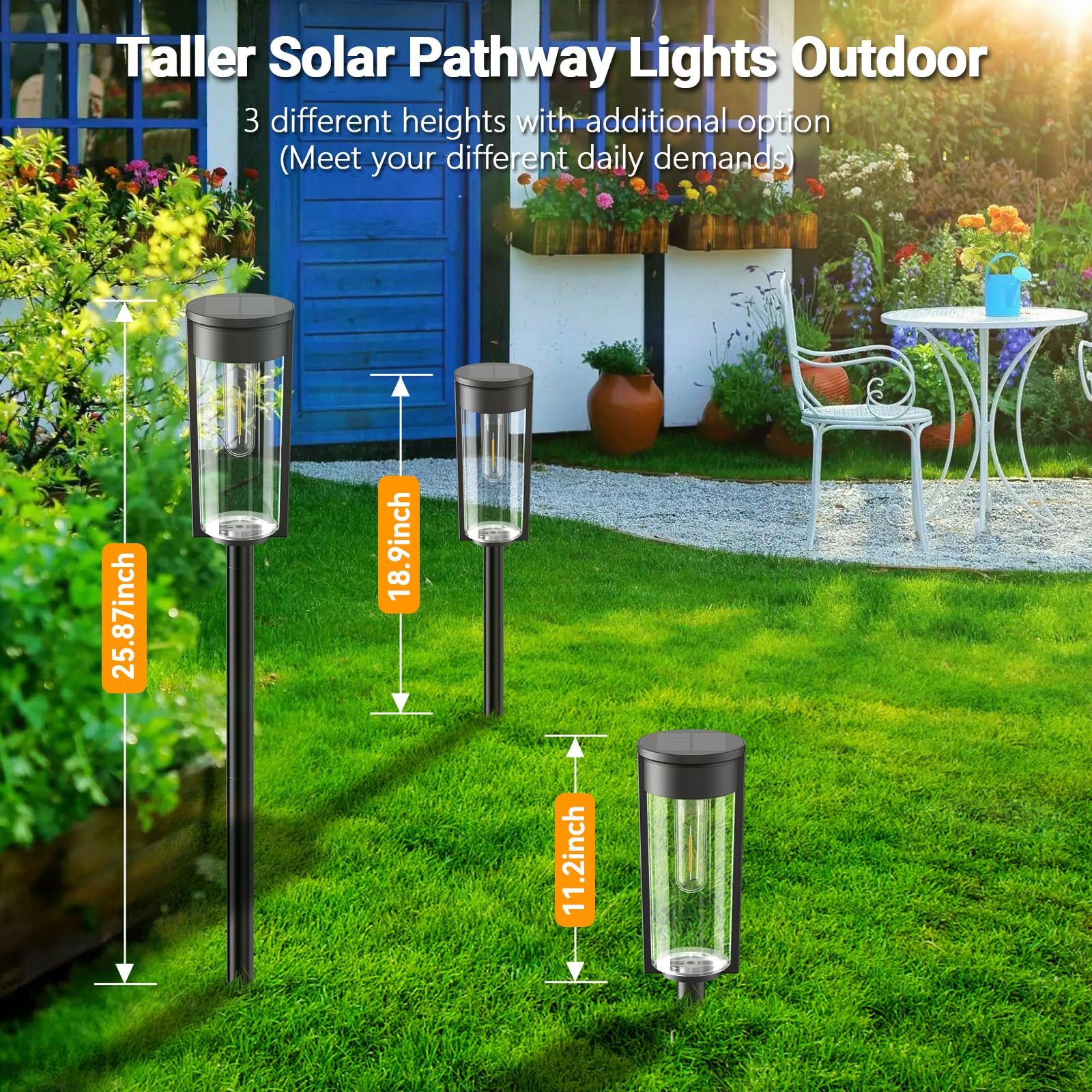 LETMY 8 Pack Solar Pathway Lights Outdoor, IP65 Waterproof Solar Landscape Lights with Auto On/Off - Perfect for Garden, Lawn, Walkway, Driveway, Yard & Outdoor Decor | Solar Powered LED Path Lighting for Night Safety & Ambience