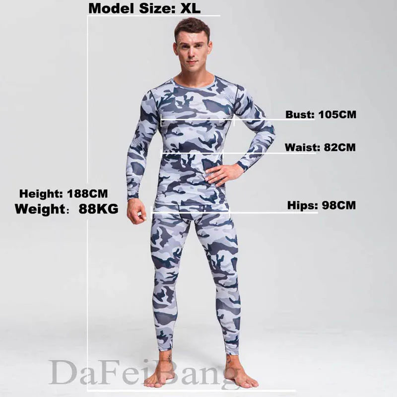Quick Dry Camouflage Men's Running Set - Compression Sports Suit with Skinny Tights & Rashguard for Gym, Fitness & Outdoor Activities | Moisture-Wicking Workout Clothes for Jogging, Training & Sports 2025