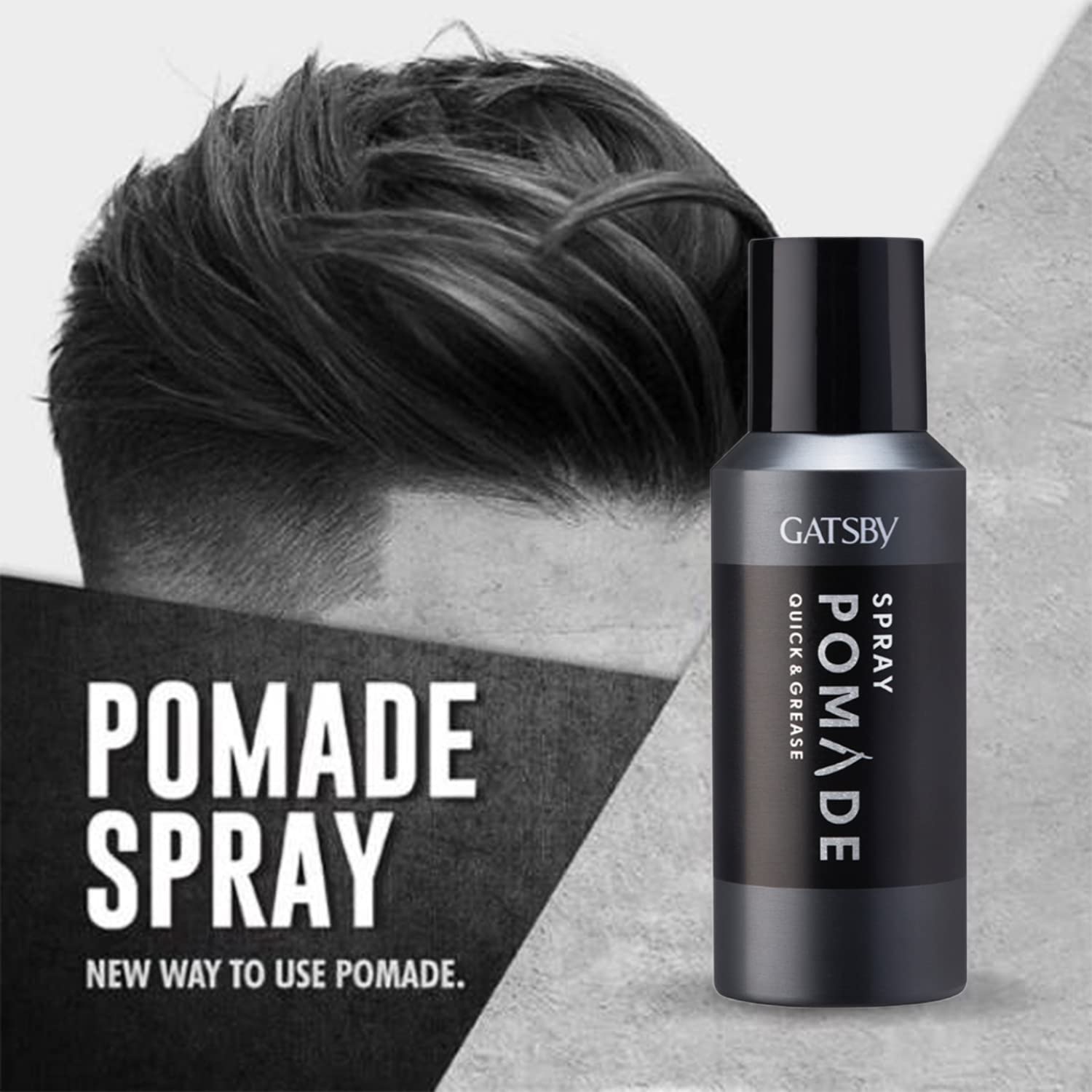 Gatsby Japan Spray Pomade - Quick & Grease Hair Styling | Slicked Back Hairstyle with Shine Effect | Non-Sticky Hair Spray for Men | 150ml | Made in Indonesia | Perfect for Daily Use, Parties & Professional Styling