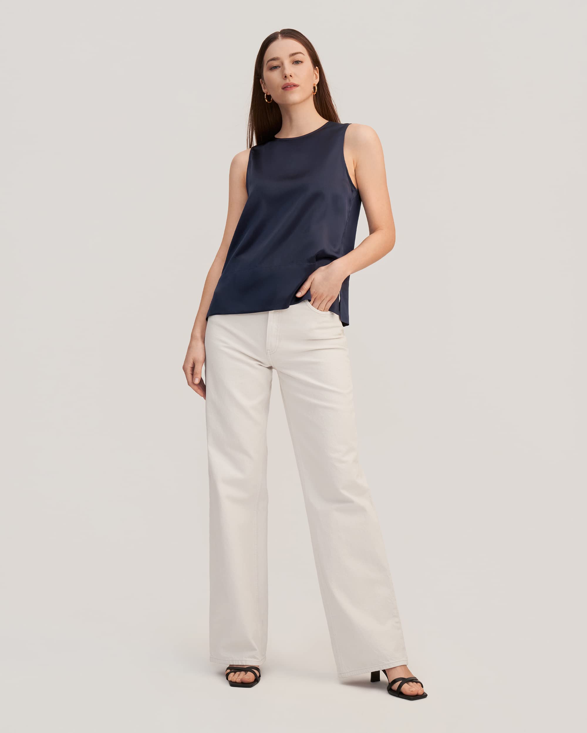 LilySilk 100% Mulberry Silk Blouse for Women - 22 Momme Sleeveless Tank Top with Slit | Elegant & Cool Summer Wear for Office, Date Night & Vacation