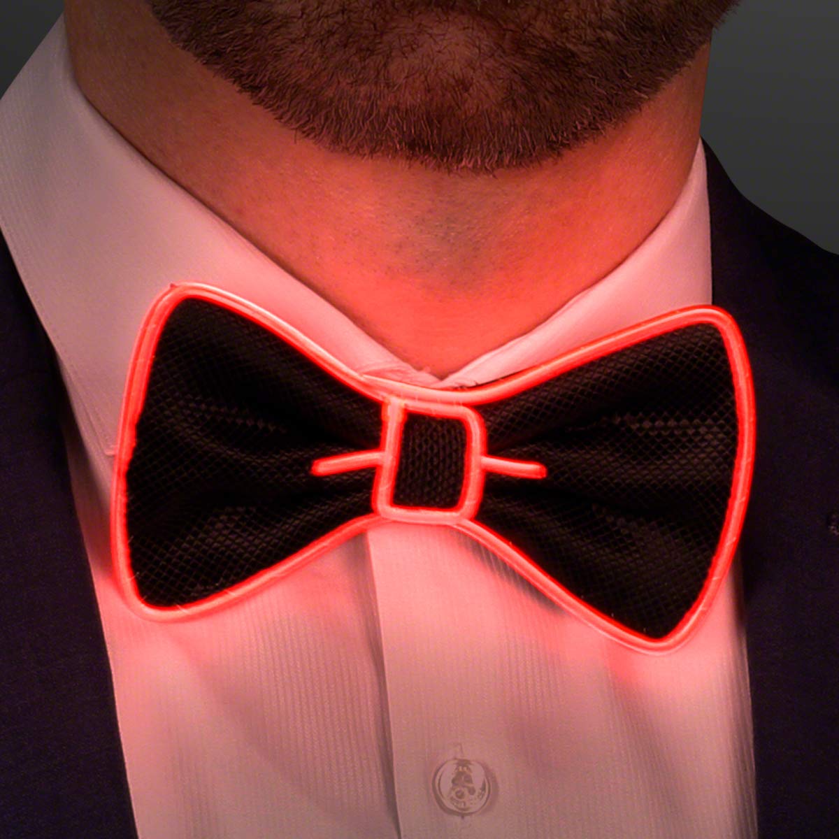 Glow in the Dark LED Bow Tie for Men - Red Light Up Necktie with EL Wire Technology - Perfect for Christmas Parties, Raves, Cosplay & Night Events