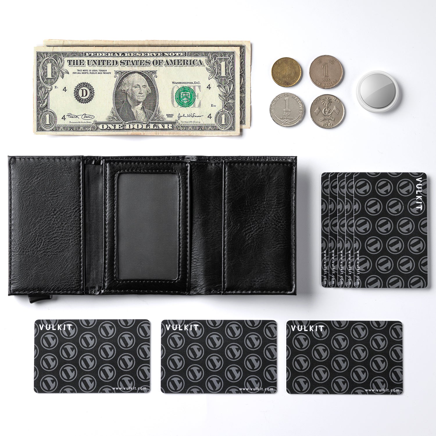 VC203 RFID Blocking Tri-Fold Wallet with Back Zipper Slot & Magnetic Closure - Slim Leather Wallet for Men, Perfect for Travel, Business & Everyday Use