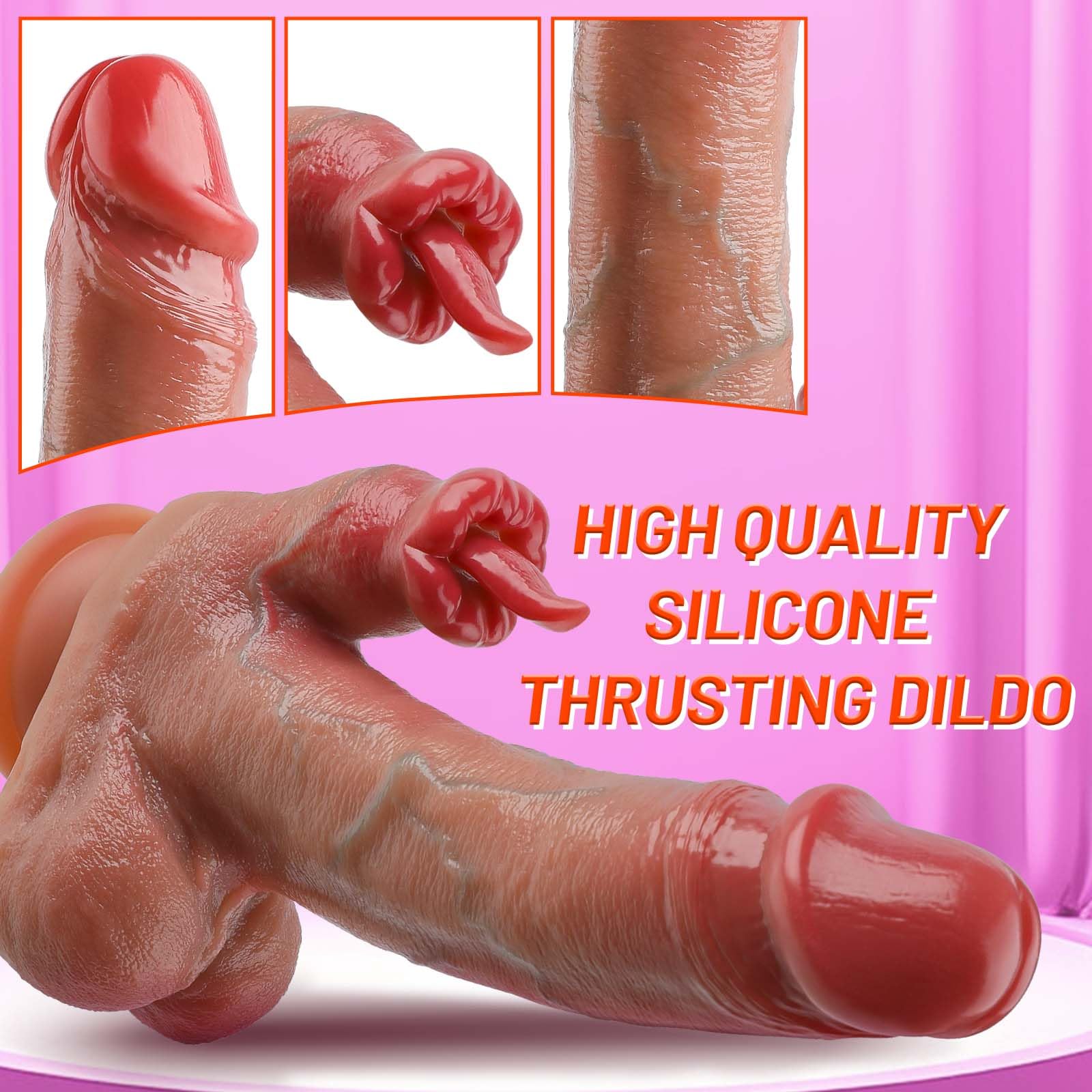 Realistic 4-in-1 Thrusting Dildo with 7 Thrusting & 10 Vibrating Modes - 9.1