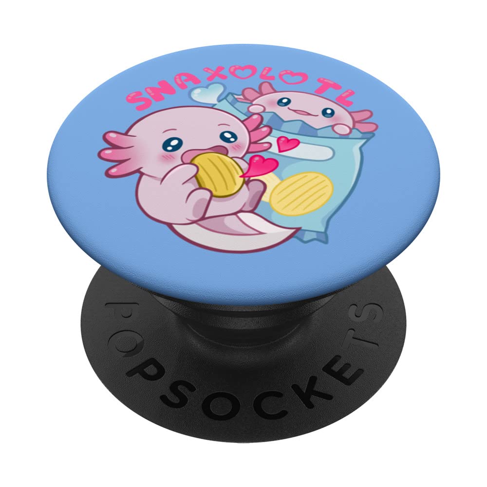 Snaxolotl - Adorable Axolotl with Snacks PopSockets Swappable PopGrip | Cute Phone Grip for Gaming, Texting & Photography | Perfect Gift for Animal Lovers