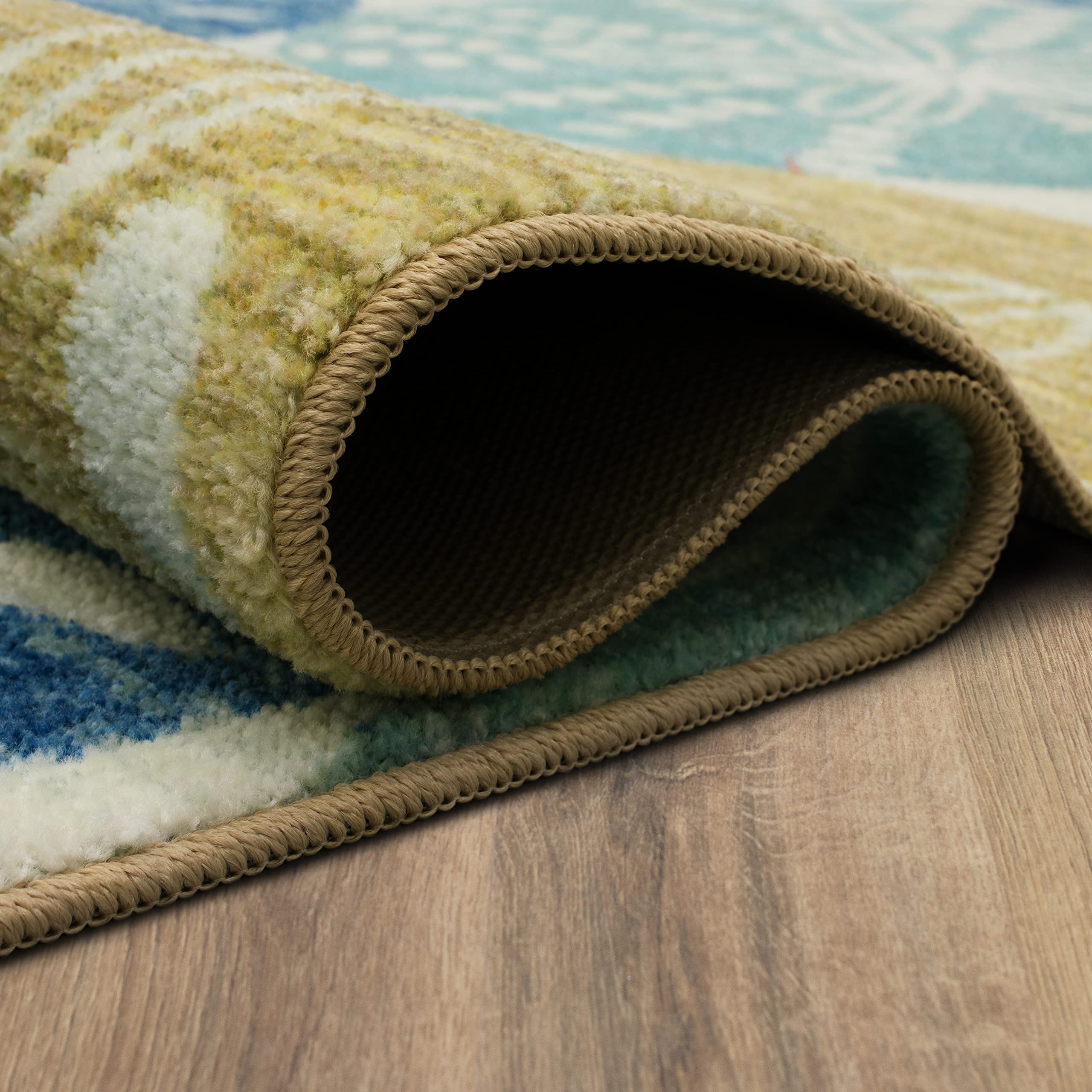 Mohawk Home Multi Sand Dollar Casual Nautical Coastal Tropical Ivory 5' x 8' Area Rug - Soft Non-Slip Kitchen Rug, Living Room Carpet & Dining Room Floor Mat for Beach House Decor