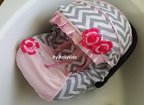 Rosy Kids Infant Car Seat Canopy Cover - 3 Piece Baby Car Seat Cover Set, Soft Cotton Fabric, Universal Fit for Strollers & Car Seats - Perfect for Newborns, Travel, and Outdoor Protection
