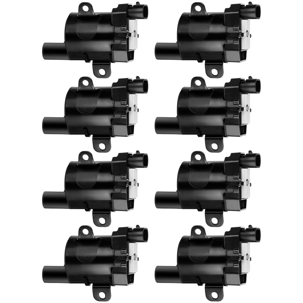 High Performance Round Ignition Coils Replacement for Chevrolet Silverado 1500, GMC Sierra, Buick, Cadillac Suburban V8 4.8L 5.3L 6L (1999-2007) - Compatible with OE 12563293 D585 C1251-8 Coil Packs - Perfect for Engine Tune-Ups & Performance Upgrades