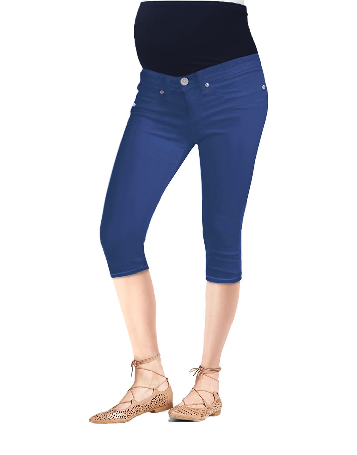 Stretch Women's Maternity Skinny Capri Pants - Super Comfy Hybrid Fit for Pregnancy | Perfect for Work, Casual Wear & Summer Outfits