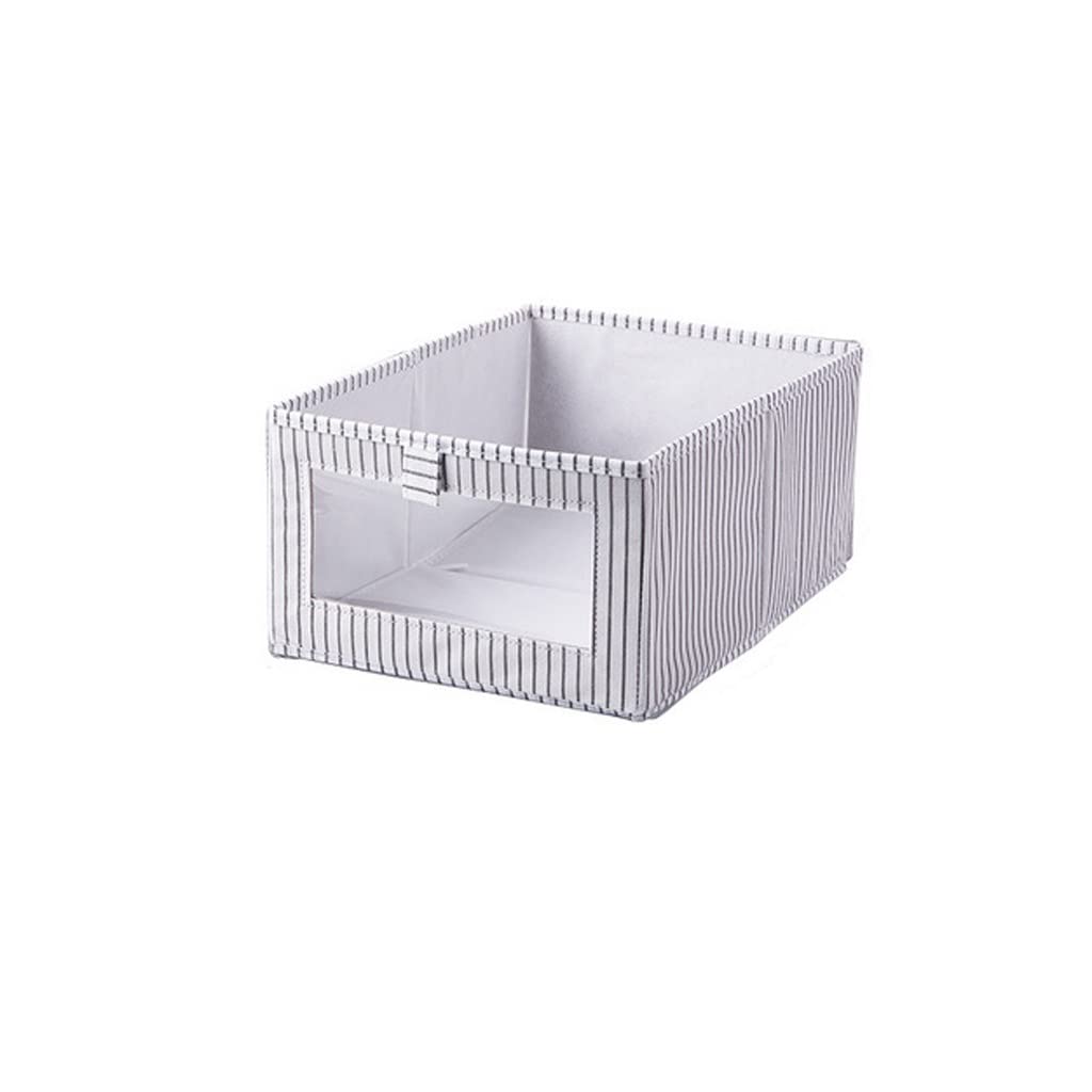 Foldable Underwear Storage Box - Non-Woven Fabric Clothes Organizer for Wardrobe & Drawer - Space Saving White Striped Container for Socks, Bras & Delicates - Perfect for Bedroom Closet Organization & Travel Packing