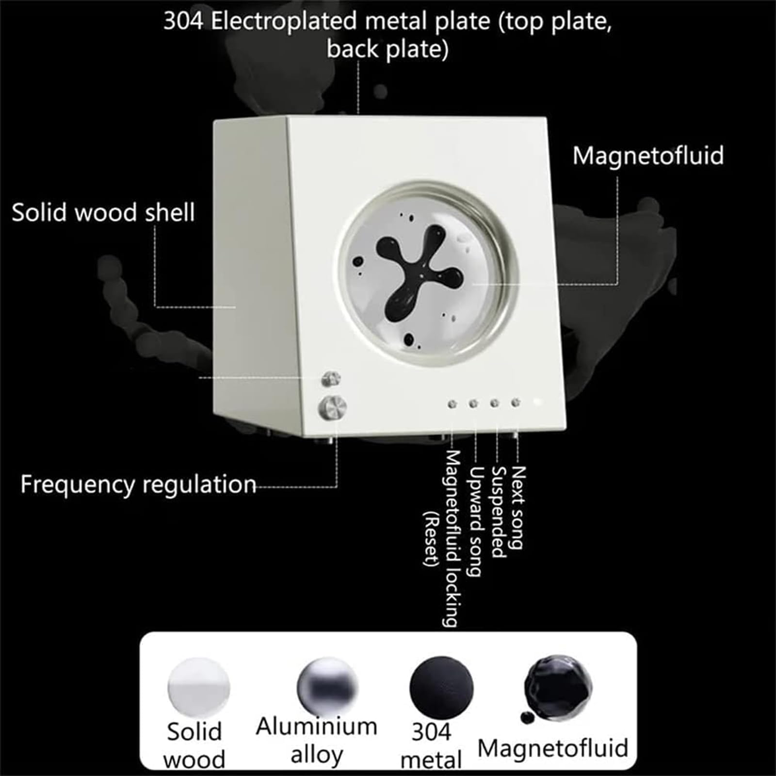 360° Dancing Ferrofluid Magnetic Speaker - Wireless Bluetooth Connection with Shocking Bass & 3D Stereo - 304 Mirror Back Design - Perfect for Home, Office, TV & Computer Desktop Decor - Great for Parties, Gaming & Relaxation