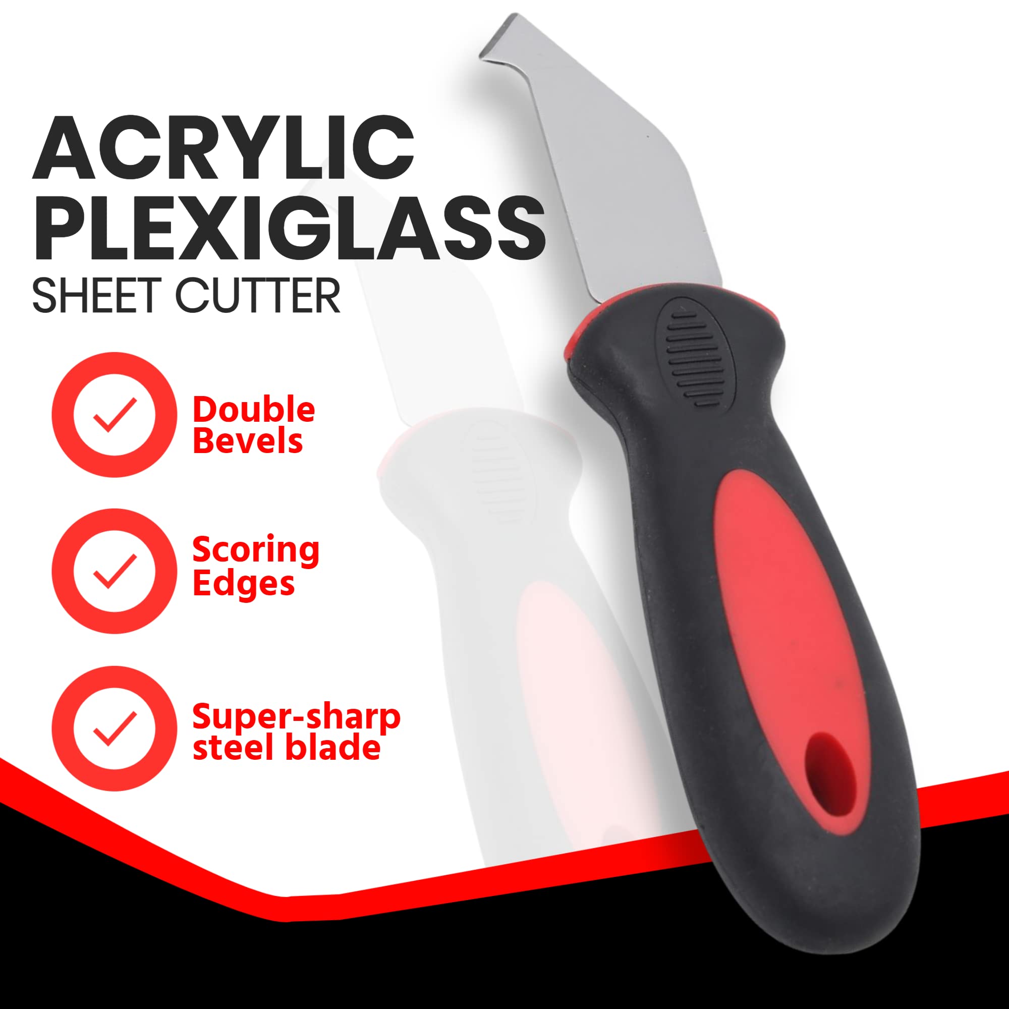 (2-Pack) Plexiglass Scoring Tool with Extra-Sharp Steel Blade - Clean Snap Lines for Acrylic, Plastic & Styrene Sheets - Perfect for DIY Projects, Model Making & Crafting