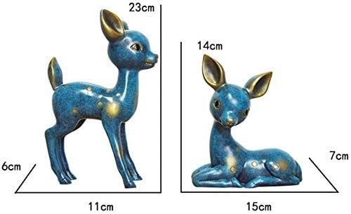 Blue Reindeer Lovers Statue Set - 2PCS Resin Animal Sculpture for Tabletop, Home Decor, Wedding Gift & Art Collection | Perfect for Christmas Decor, Couples Gifts, and Desktop Display