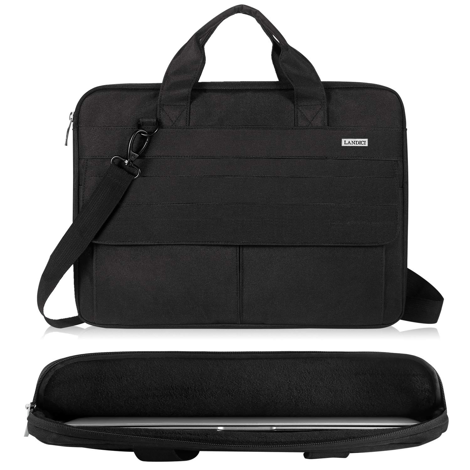 LANDICI 13-14 Inch Slim Waterproof Laptop Sleeve with Shoulder Strap - Compatible with MacBook Air 13/13.3 M1 M2, MacBook Pro 13/14 & Chromebook 14 - Lightweight Protective Carrying Case for Work, School & Travel (Black)