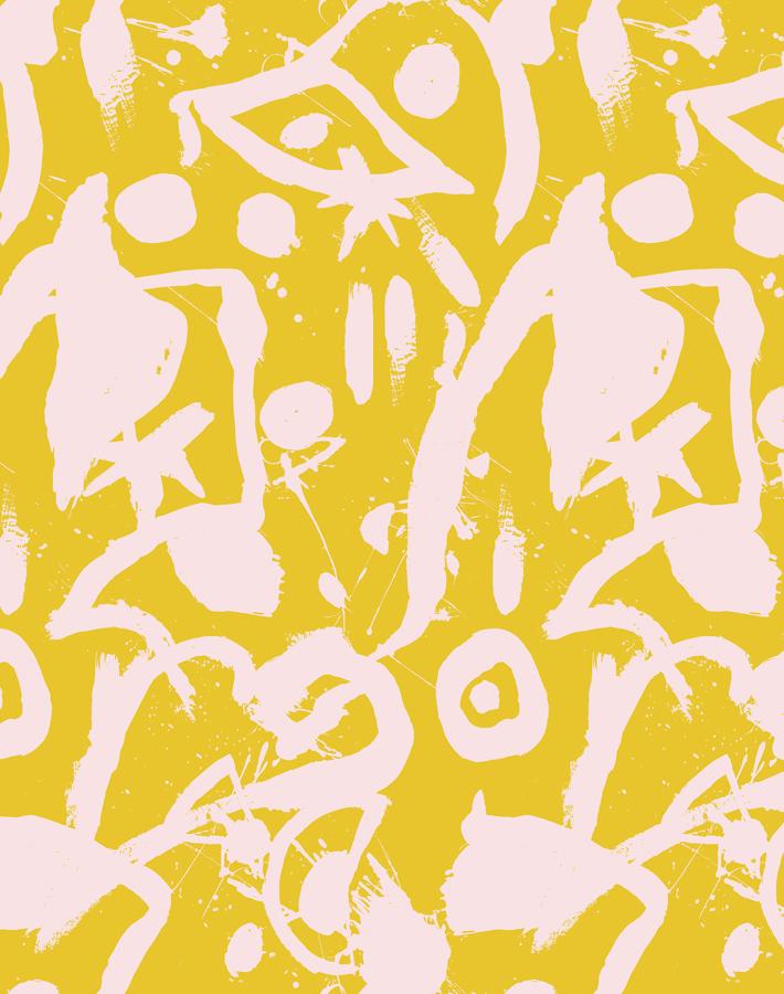 Chris Benz 'El Quijote' Pink and Yellow Wallpaper - Modern Floral Peel & Stick Wallpaper for Living Room, Bedroom, or Nursery Decor