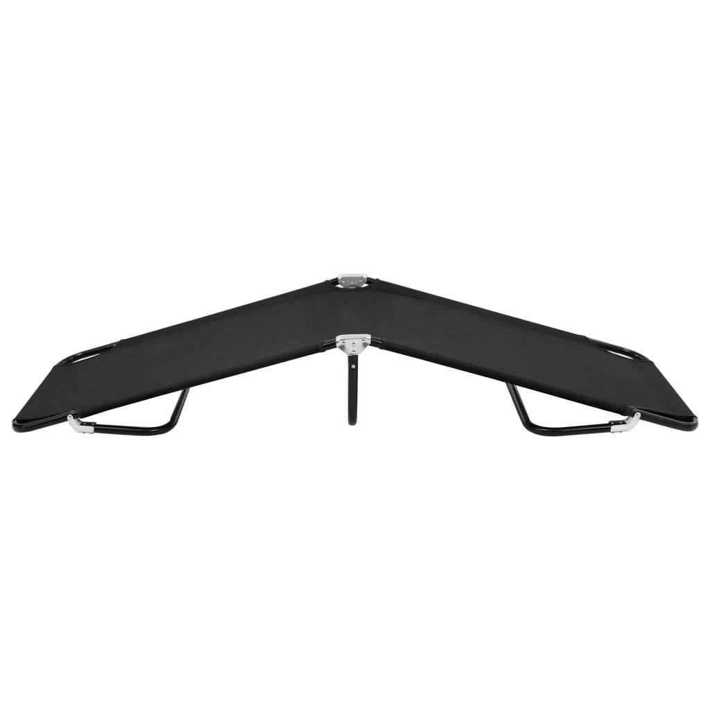 FAMIROSA Folding Sun Lounger Chair - Adjustable Reclining Beach Chair with Cup Holder, Black Steel Frame - Perfect for Poolside, Backyard, Patio & Outdoor Relaxation