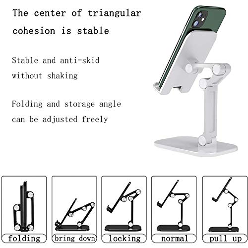 Foldable Desk Phone Stand - Adjustable Universal Mobile Phone Holder for iPhone, Samsung, Android - Black & White - Perfect for Office, Home, Video Calls & Hands-Free Viewing