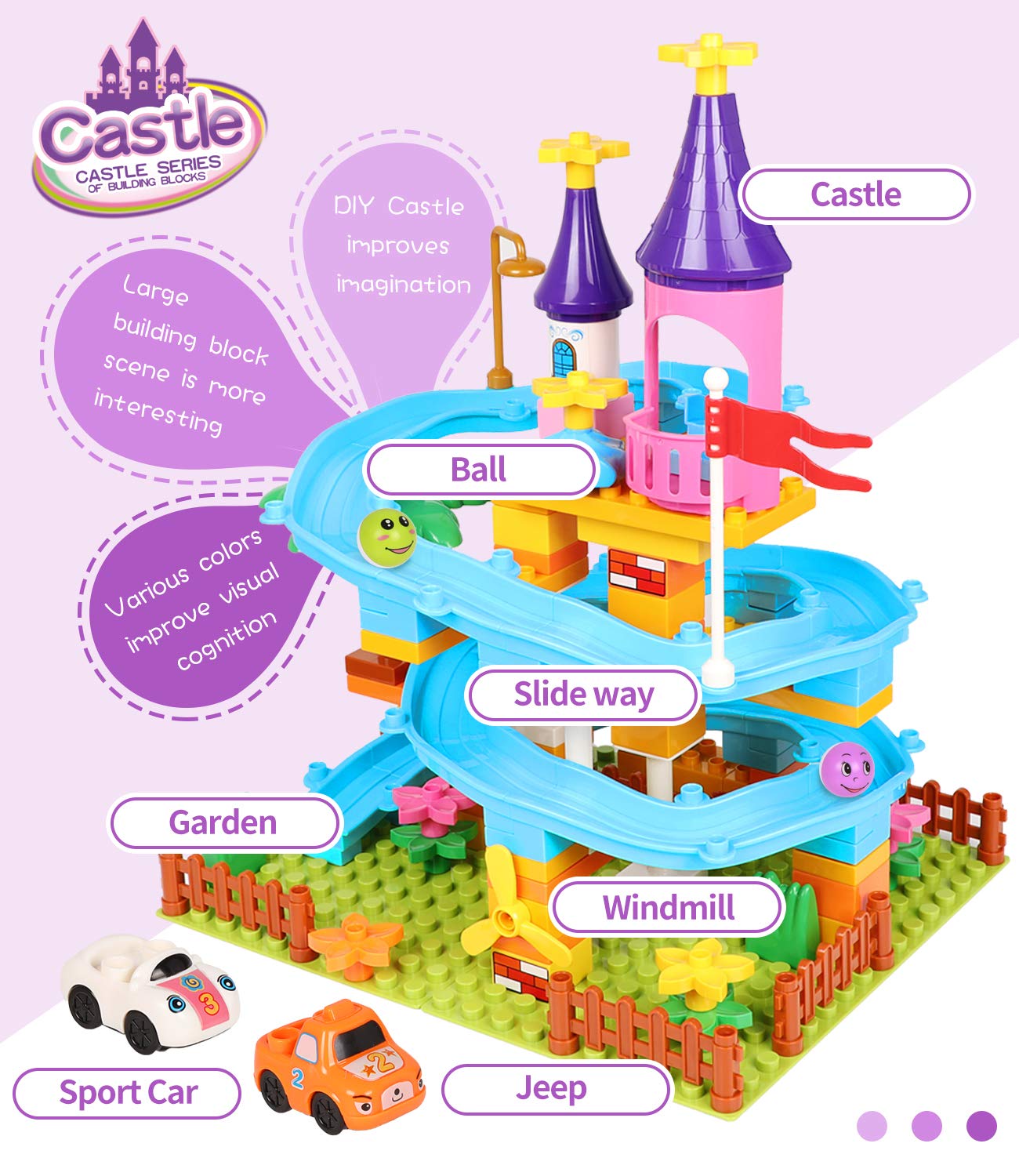 86Pcs Marble Run Castle Building Blocks - STEM Educational Toys for Kids Age 3+, Marble Track Race Set with Large Bricks | Perfect Birthday Gift for Toddler Boys & Girls | Fun Indoor Play & Early Learning Activity
