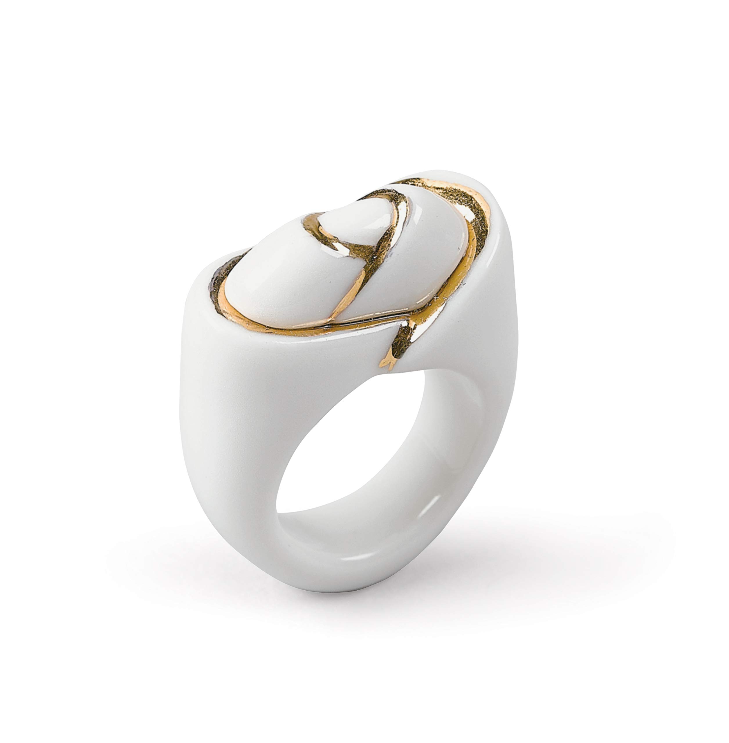LLADRÓ Heliconia Porcelain Ring - Medium Size, Elegant Floral Design, Perfect for Weddings & Special Occasions