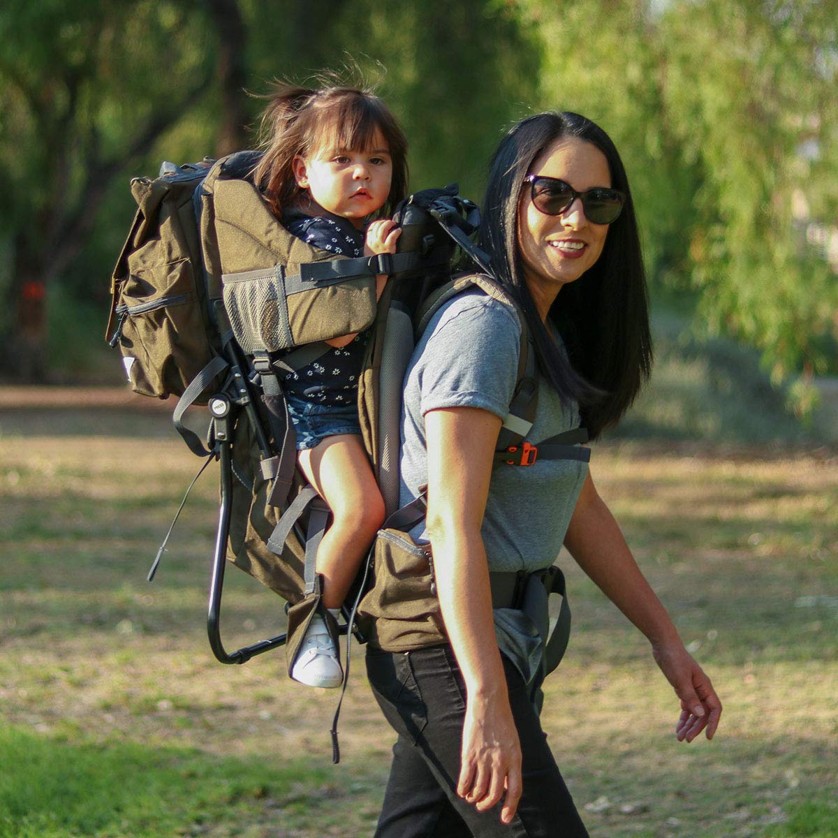 ClevrPlus Urban Explorer Child Carrier Hiking Backpack for Babies & Toddlers - Lightweight, Ergonomic Design - Olive Green - Perfect for Outdoor Adventures, Hiking & Travel