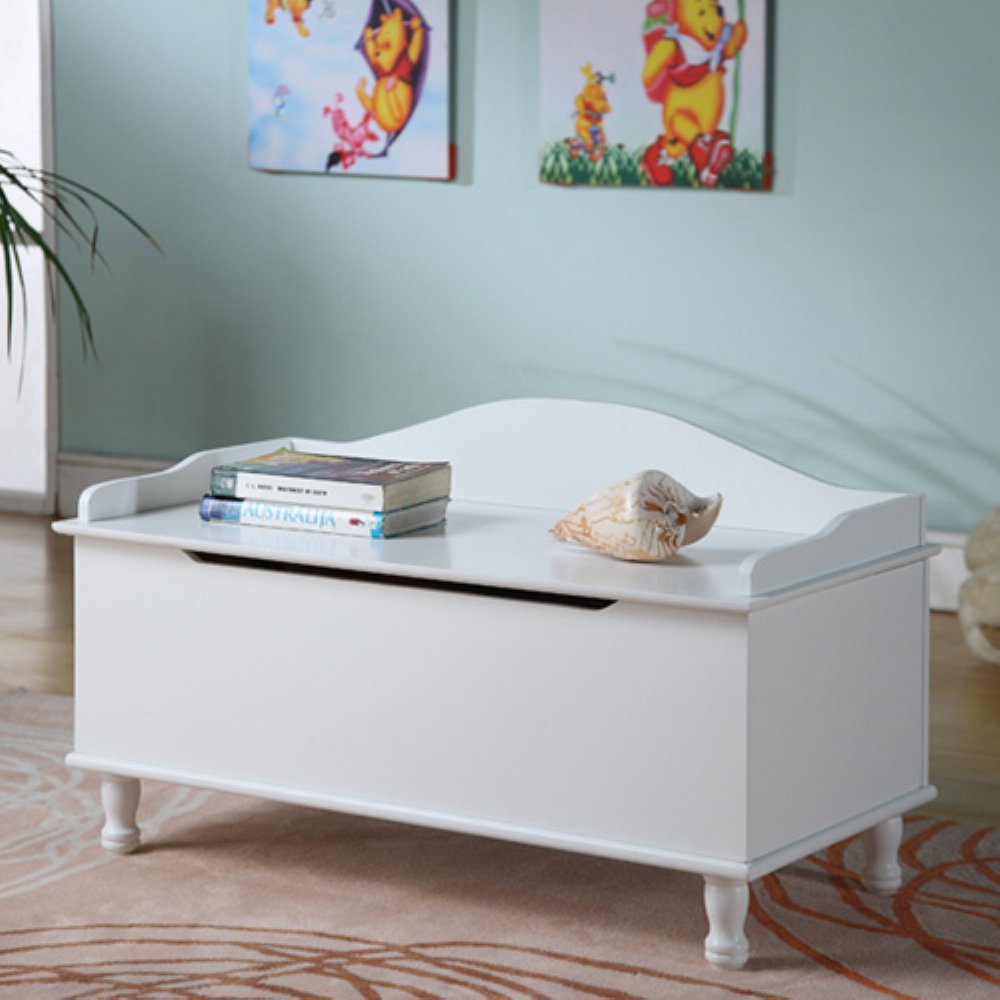 InRoom R1018 White Storage Bench with Seat - Perfect for Entryway, Bedroom, or Living Room Organization