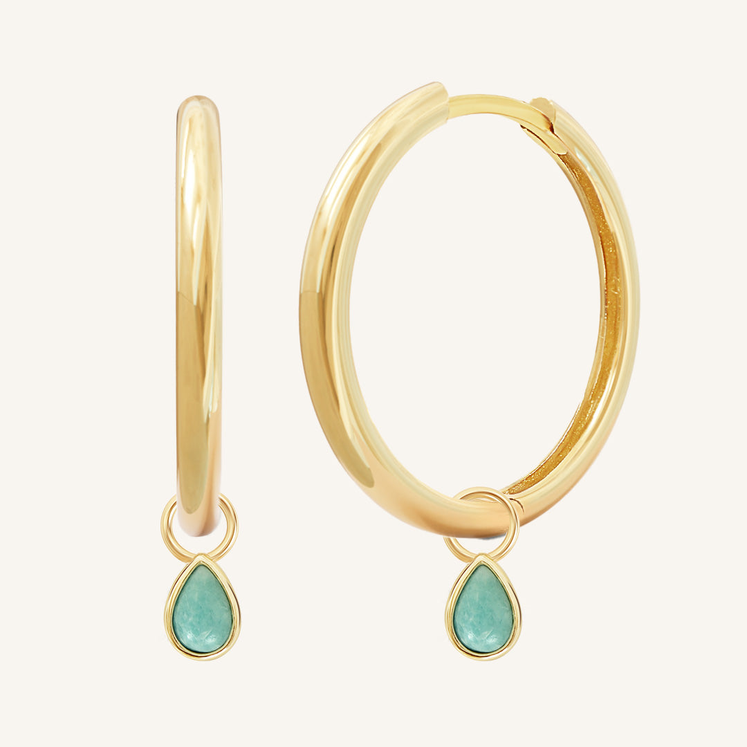 Amazonite Gemstone Hoop Earrings for Women - Elegant Healing Crystal Jewelry for Everyday Wear & Special Occasions
