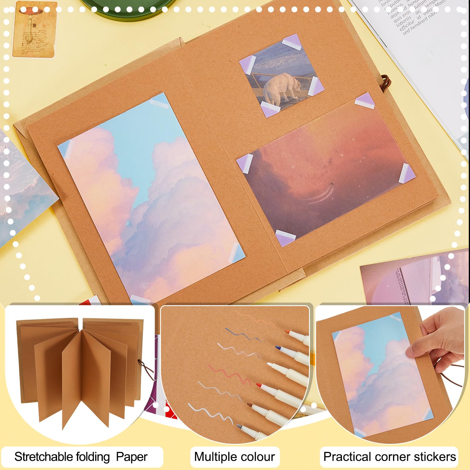 6-Piece DIY Scrapbook Album Set - 6x8 Inch Hardcover Photo Book with Stretchable Kraft Paper | Wedding, Anniversary, Graduation Gift | Perfect for Memory Keeping, Travel Journals & School Projects