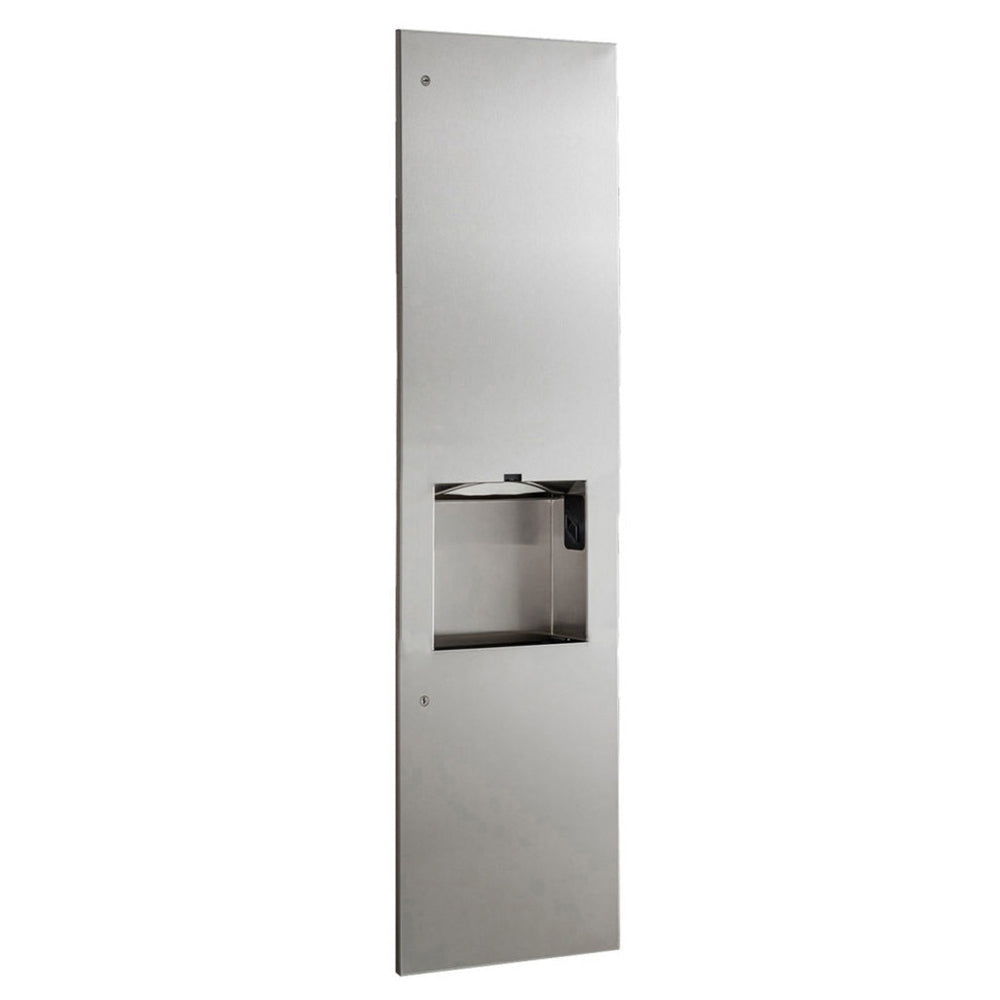 Bobrick B38030 TimLineSeries Recessed Paper Towel Dispenser with Waste Receptacle & Hand Dryer - Satin Finish for Commercial Restrooms & Public Washrooms