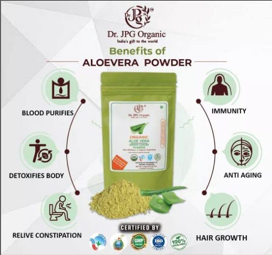 Organic Aloe Vera Powder 228g (2 x 114g) - USDA Certified for Skin Care, Hair Growth & Digestive Health - Pure Aloe Barbadensis Leaf Powder from India - Perfect for Smoothies, Face Masks & Natural Remedies