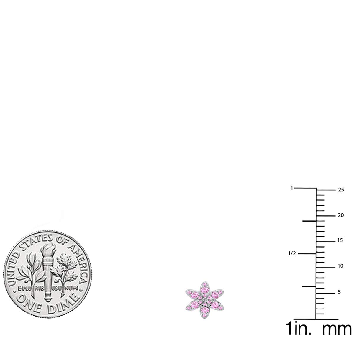 Dazzlingrock Collection 14K Solid White Gold Round Gemstone Flower Stud Earrings for Women - Perfect for Weddings, Parties & Everyday Elegance